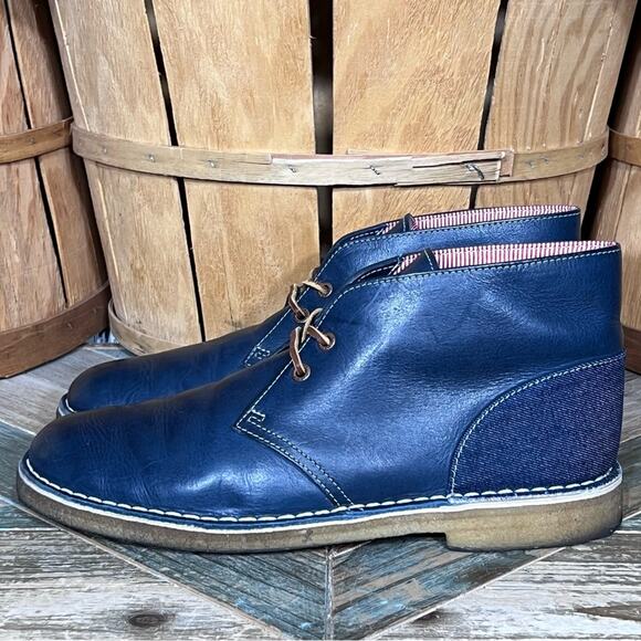 Clarks x Herschel Blue Leather Denim Limited Edition Desert Boots Men Size 10.5